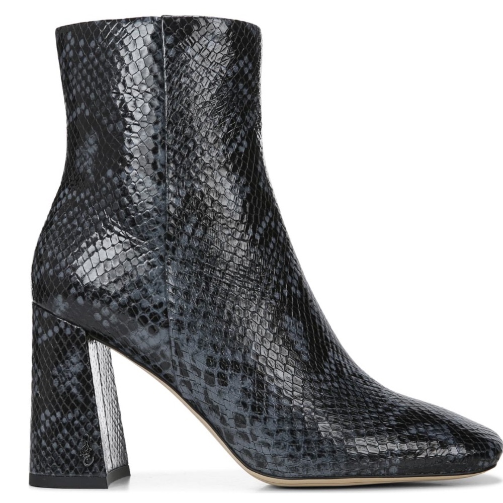Sam Edelman Black & Blue Snake Print Ankle Boots